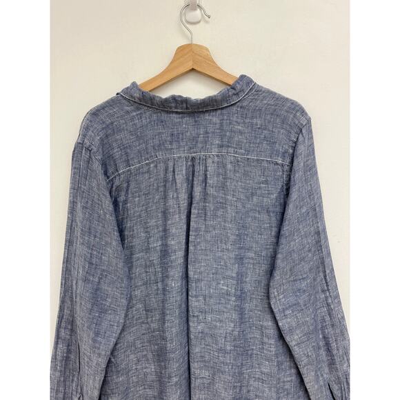 CP Shades Teton Linen Tunic Chambray V-Neck Pockets Lightweight Lagenlook Small - Picture 4 of 14